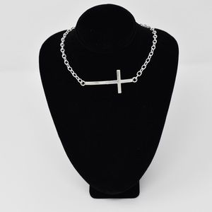 Silver Finish Chain and Large Cross Choker